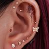 Flat Back Studs Impuria Jewelry | Grace Butterfly Crystal Ear Piercing Earring Stud Set