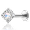 Studs Impuria Jewelry | Shrina Aurora Borealis Crystal Fleur Ear Piercing Earring Stud Silver - 1 Piece