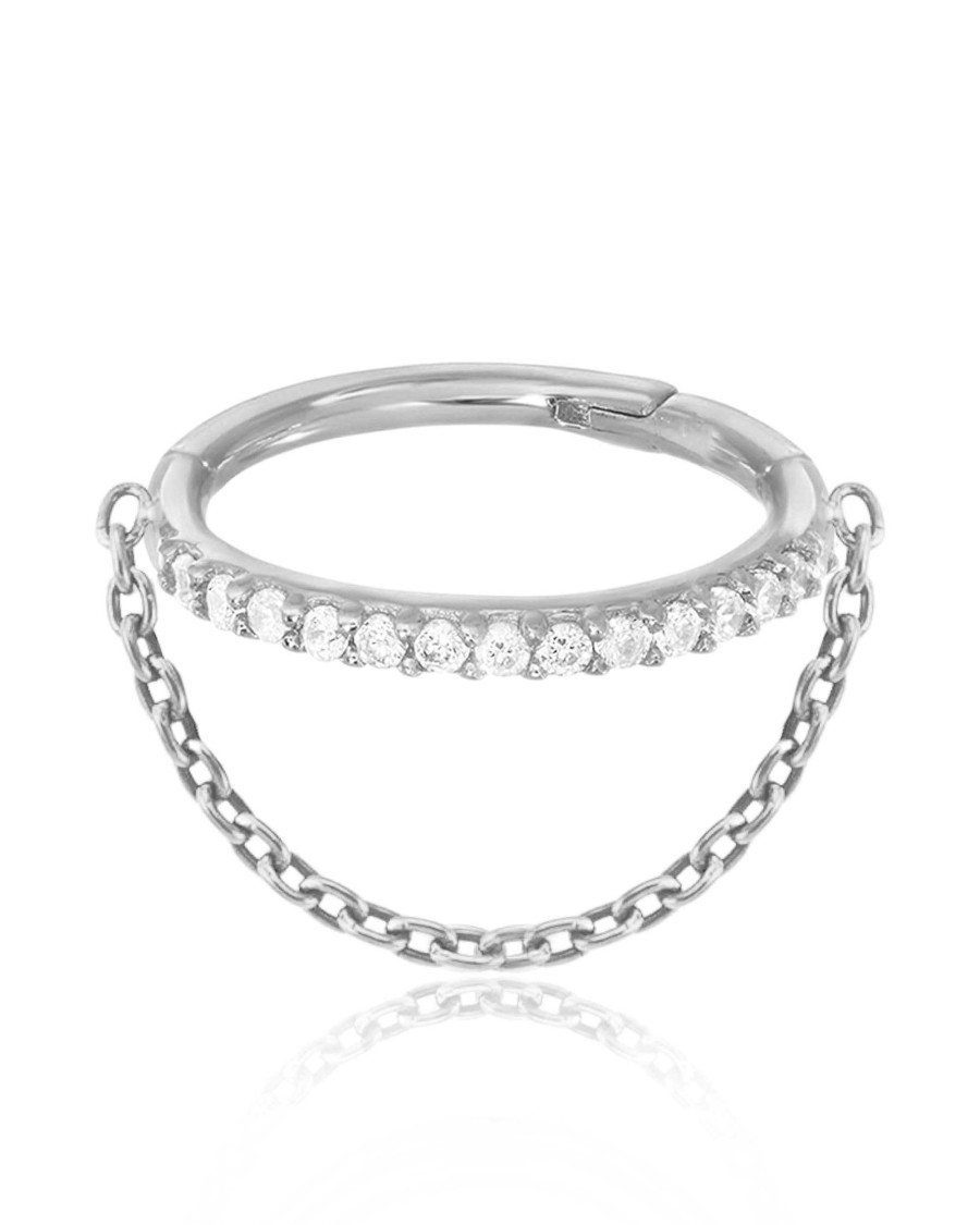 Hoop Clickers Impuria Jewelry | Tempeste Single Chain Eternity Hinged Segment Hoop Ring Clicker