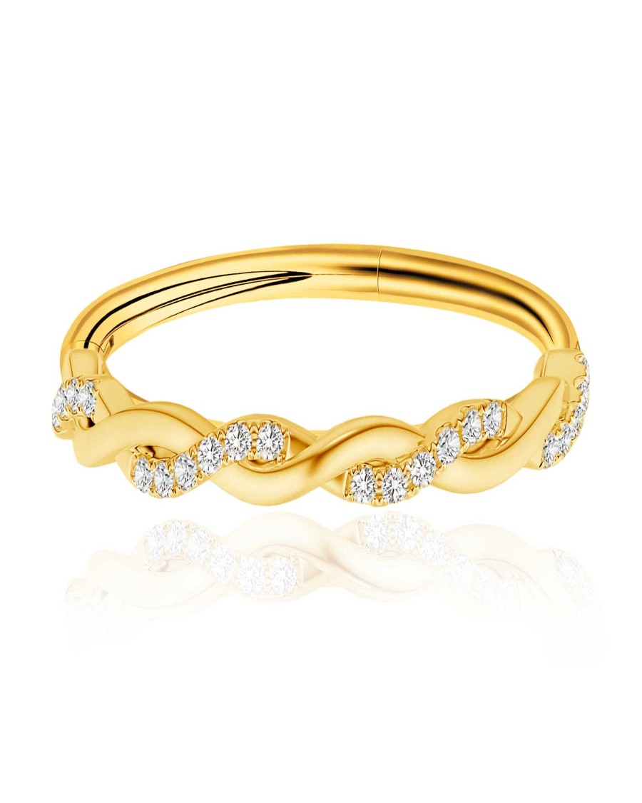 Hoops Impuria Jewelry | Glitz Criss Cross Crystal Eternity Hinged Segment Hoop Ring Clicker