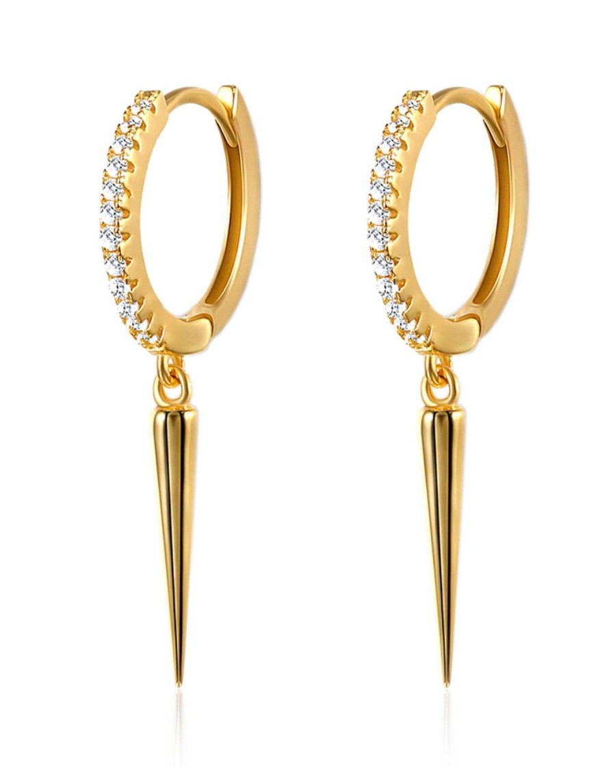 Hoops Impuria Jewelry | Eli Crystal Pave Spike Drop Eternity Hoop Huggie Earrings