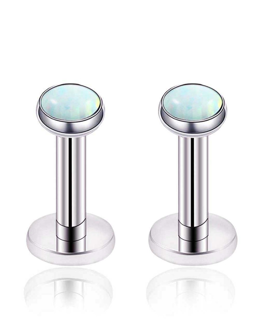 Studs Impuria Jewelry | Vivid Colorful Opal Bezel Ear Piercing Earring Stud Set