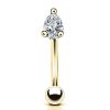 Curved Barbells Impuria Jewelry | Shimmer Crystal Pear Rook Piercing Jewelry Curved Barbell