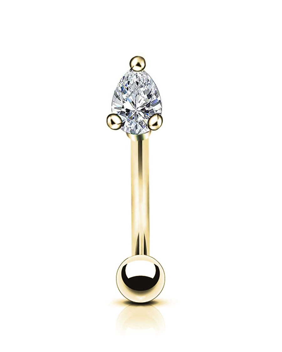 Curved Barbells Impuria Jewelry | Shimmer Crystal Pear Rook Piercing Jewelry Curved Barbell