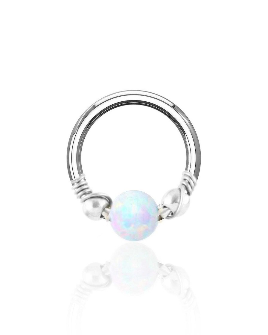 Hoop Clickers Impuria Jewelry | Prismatic Opal Eternity Hinged Segment Hoop Ring Clicker