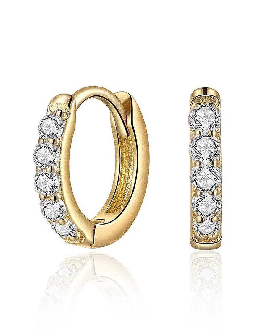 Hoops Impuria Jewelry | Glint Chunky Crystal Pave Hoop Huggie Earrings