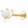 Flat Back Studs Impuria Jewelry | Moonlit Triple Opal Marquise Ear Piercing Earring Stud