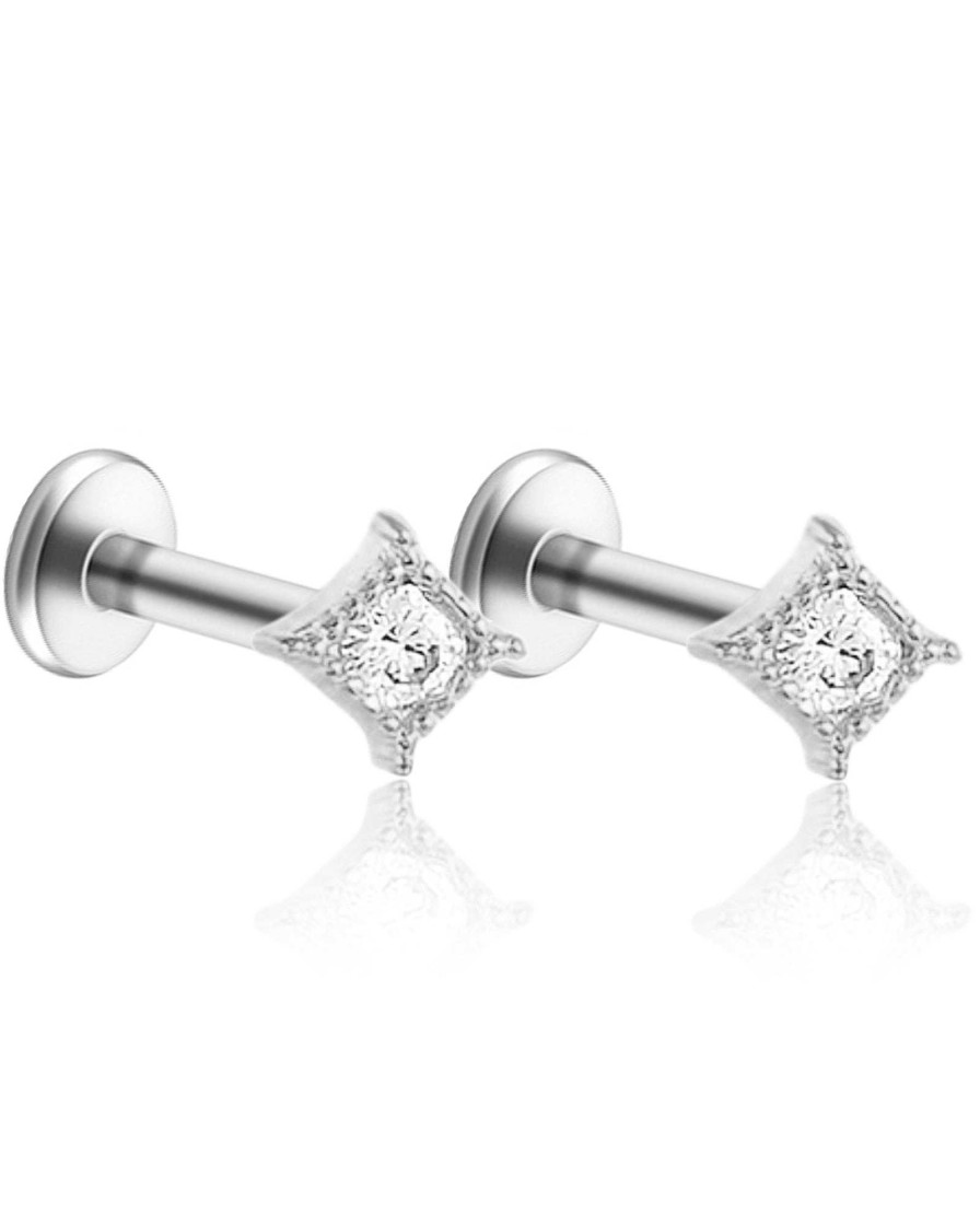 Studs Impuria Jewelry | Carree Square Crystal Ear Piercing Earring Stud Set