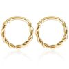 Hoop Clickers Impuria Jewelry | Samara Twisted Spiral Hinged Segment Hoop Ring Clicker Set Gold - 1 Pair