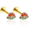 Flat Back Studs Impuria Jewelry | Garnet Watermelon Crystal Ear Piercing Earring Stud Set Gold