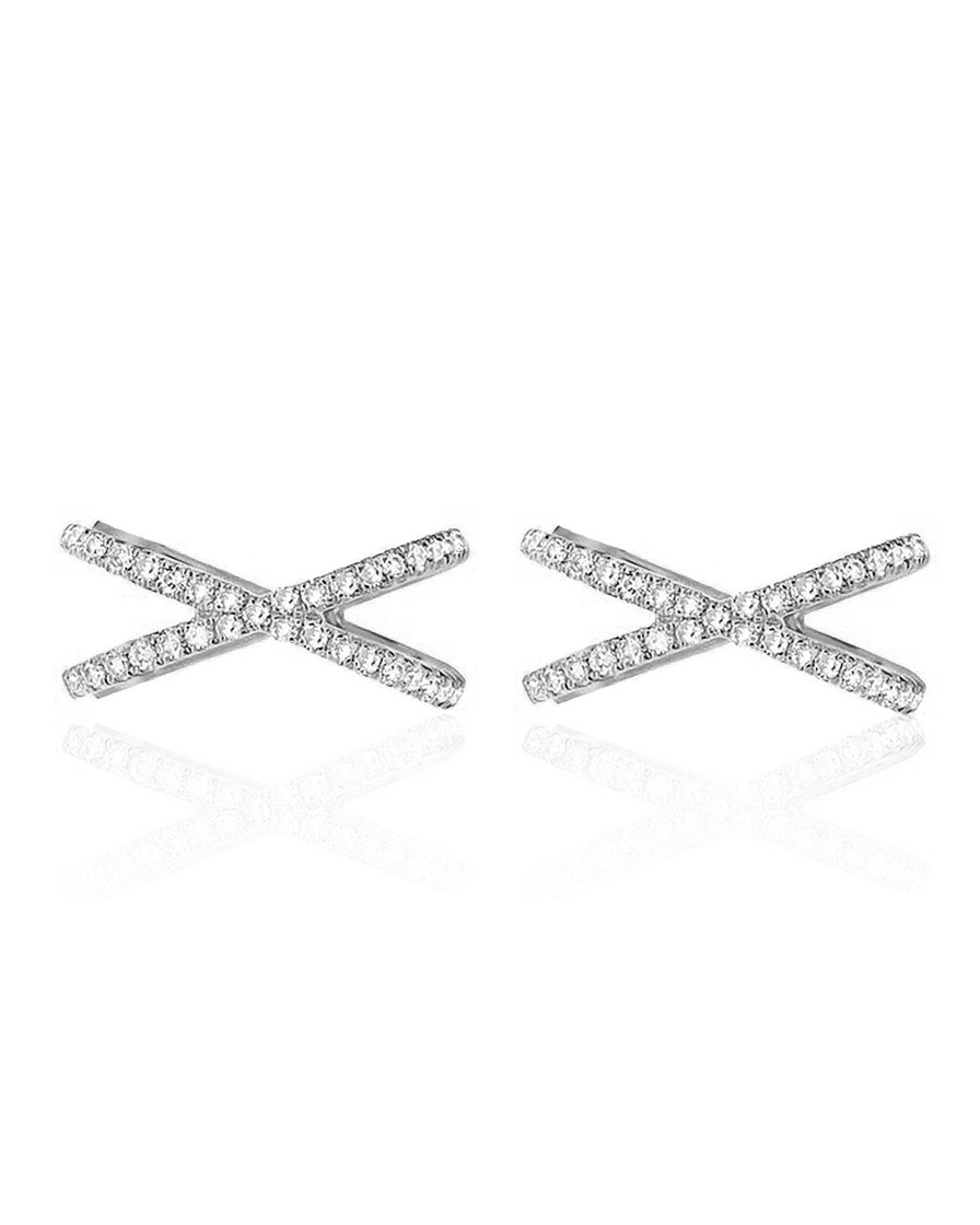 Ear Cuffs Impuria Jewelry | Olivia Crystal Pave Criss Cross X Ear Cuff Earring Set