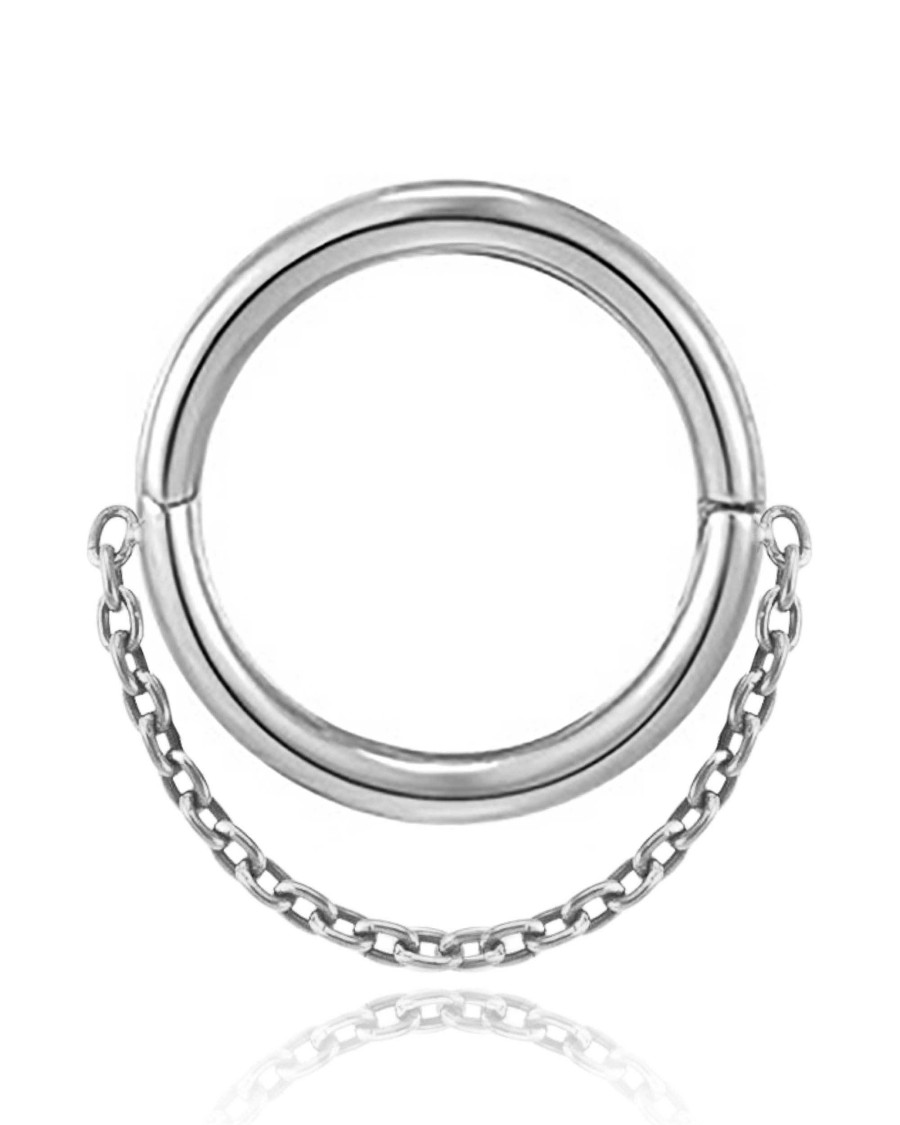 Hoops Impuria Jewelry | Tempeste Single Chain Eternity Hinged Segment Hoop Ring Clicker