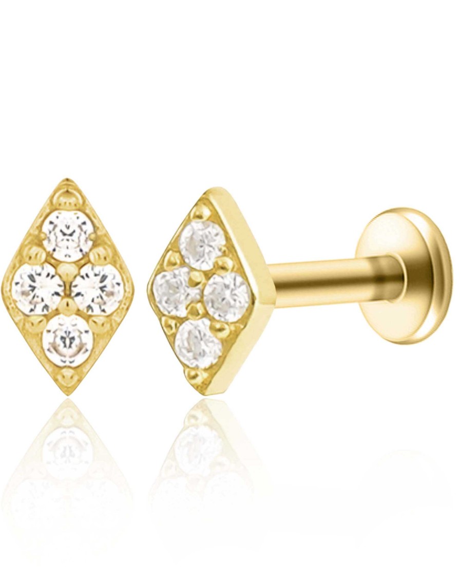 Studs Impuria Jewelry | Chance Crystal Rhombus Ear Piercing Earring Stud Set