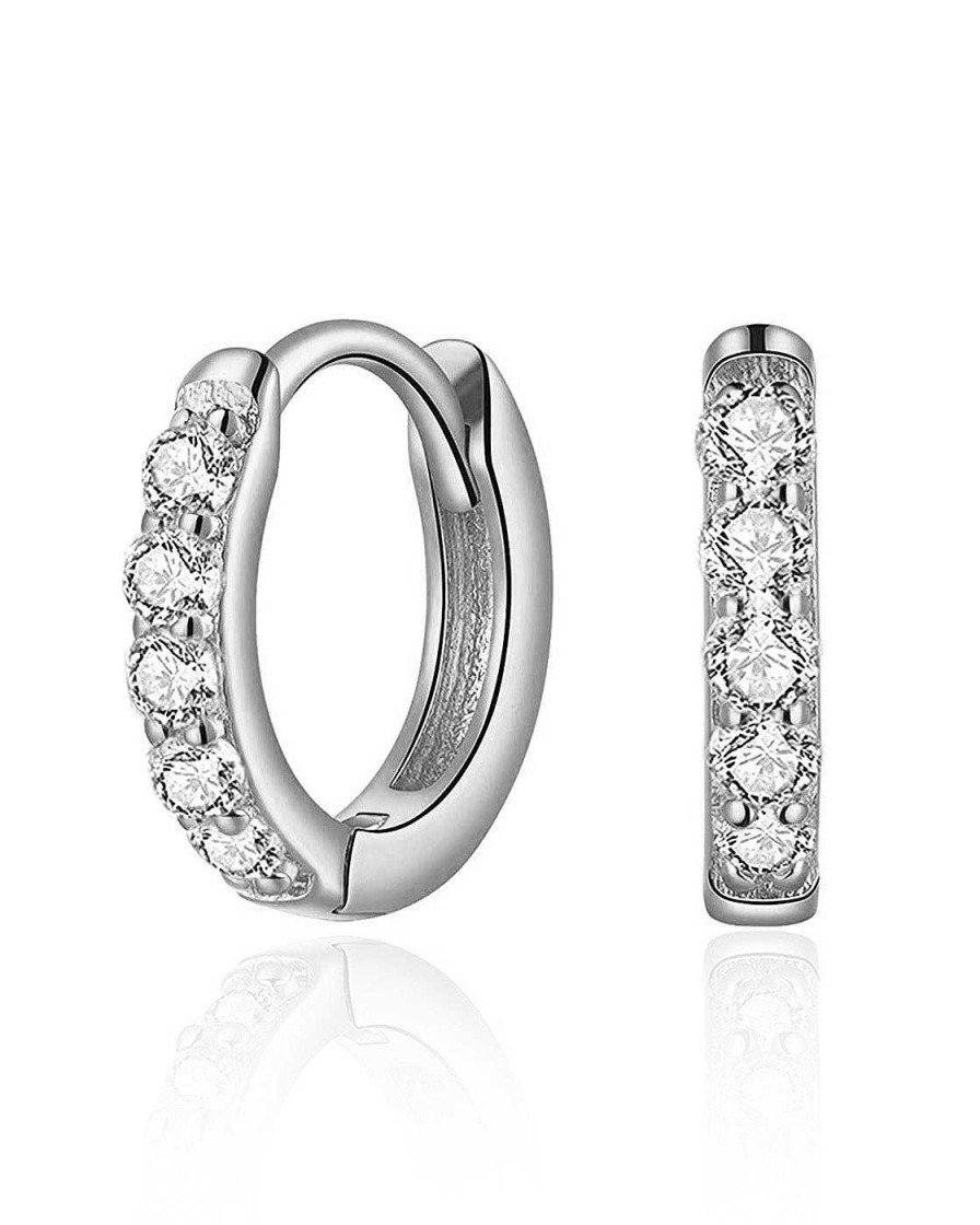 Hoops Impuria Jewelry | Glint Chunky Crystal Pave Hoop Huggie Earrings