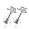 Flat Back Studs Impuria Jewelry | Shelly Turtle Polished Ear Piercing Earring Stud Set Silver