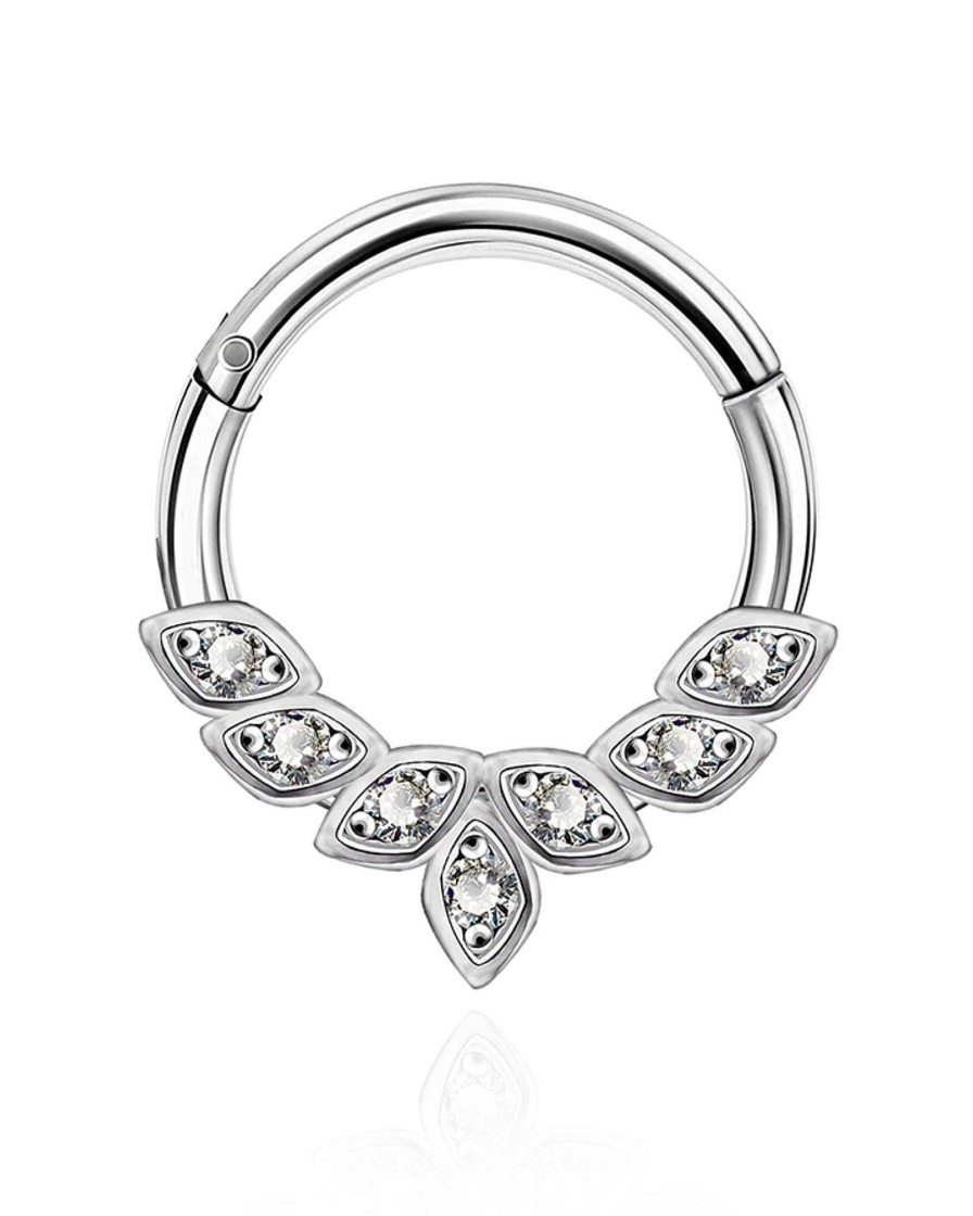 Hoops Impuria Jewelry | Laila Crystal Angel Wing Ear Piercing Ring Hoop Clicker