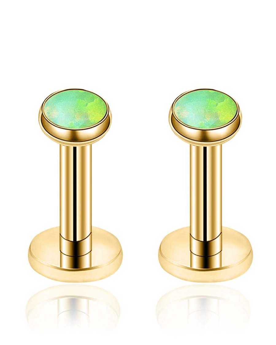 Studs Impuria Jewelry | Vivid Colorful Opal Bezel Ear Piercing Earring Stud Set