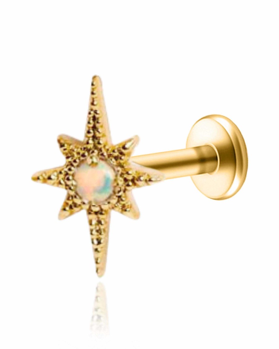 Flat Back Studs Impuria Jewelry | Starburst Opal Sun Ear Piercing Earring Stud