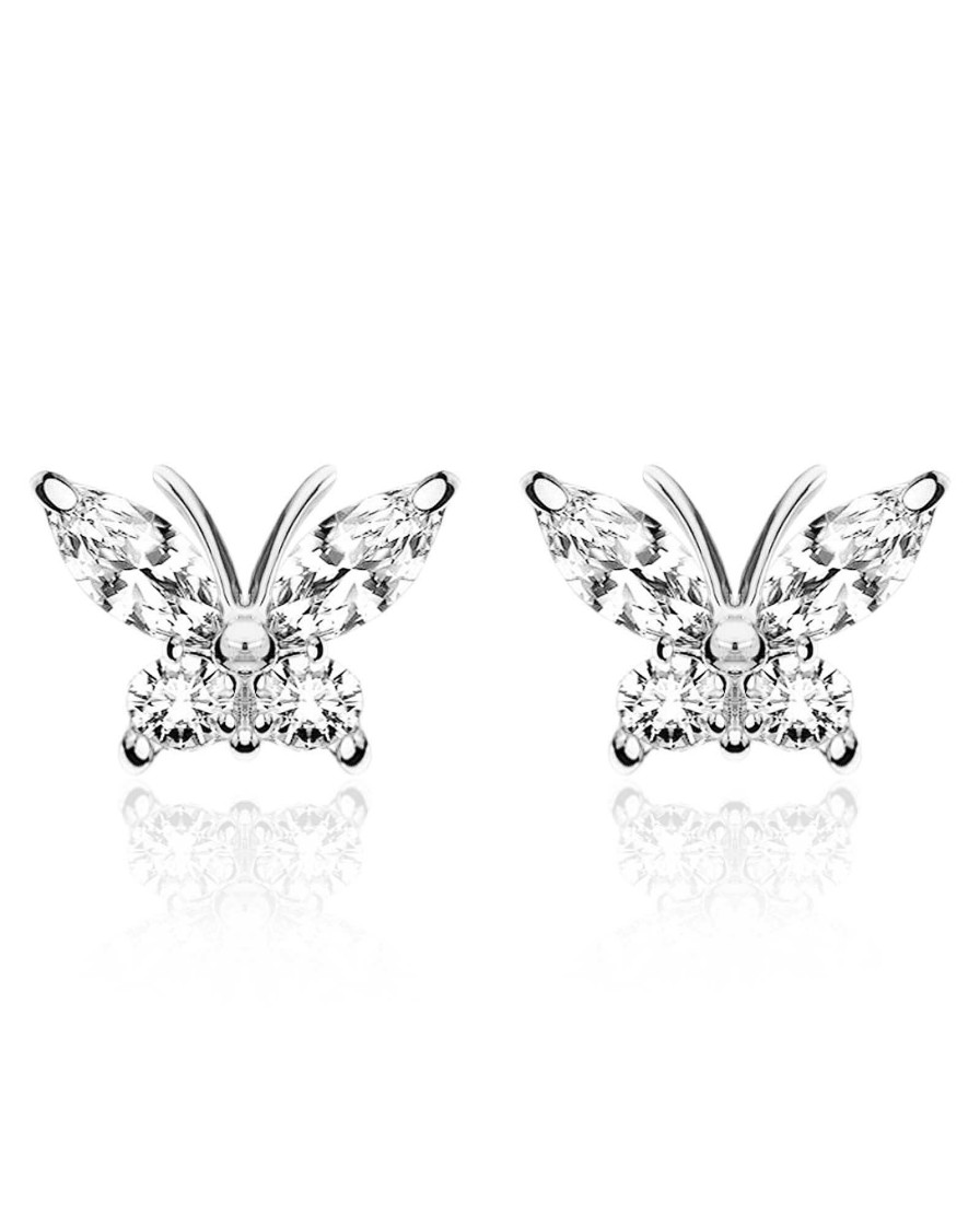 Studs Impuria Jewelry | Grace Butterfly Crystal Ear Piercing Earring Stud Set