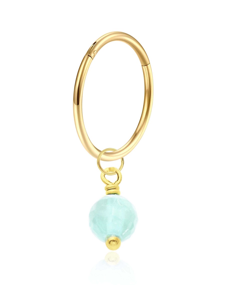 Hoop Clickers Impuria Jewelry | Bijou Drop Polished Hinged Segment Hoop Ring Clicker Turquoise Bead