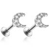 Flat Back Studs Impuria Jewelry | Serena Crystal Moon Ear Piercing Earring Stud Set