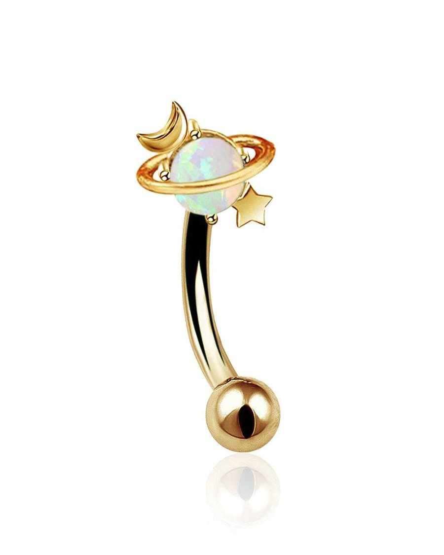 Curved Barbells Impuria Jewelry | Astra Opal Moon & Stars Ear Piercing Jewelry Curved Barbell