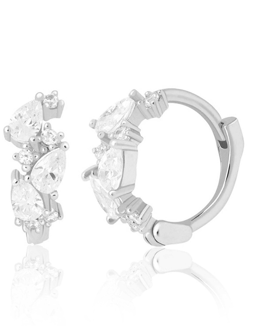 Huggie Earrings Impuria Jewelry | Ariella Crystal Custer Eternity Hoop Huggie Earrings