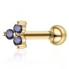 Flat Back Studs Impuria Jewelry | Elara Blue Crystal Lotus Ear Piercing Earring Stud Gold - 1 Piece