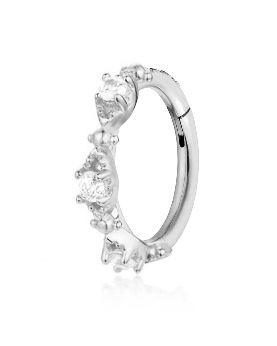 Hoop Clickers Impuria Jewelry | Couture Crystal Milgrain Eternity Hinged Segment Hoop Ring Clicker