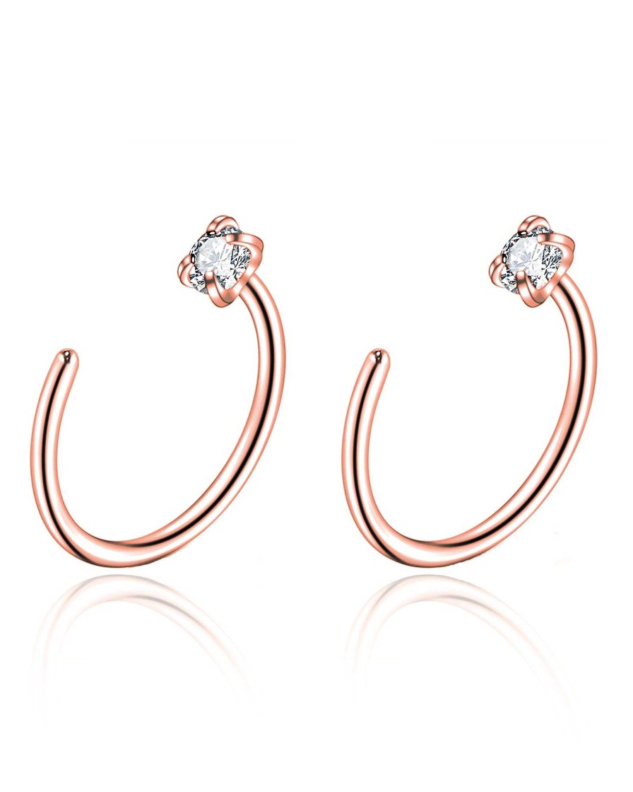 Hoops Impuria Jewelry | Em Minimalist Crystal Prong Hoop Ring Earring Set