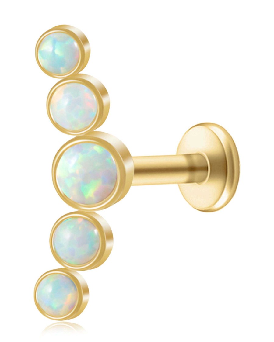 Flat Back Studs Impuria Jewelry | Hypnosis Opal Cluster Bezel Ear Piercing Earring Stud