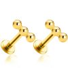 Flat Back Studs Impuria Jewelry | Orb Triple Ball Polished Ear Piercing Earring Stud Set Gold