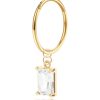 Hoop Clickers Impuria Jewelry | Belamy Baguette Crystal Drop Polished Hinged Segment Hoop Ring Clicker Clear Crystal