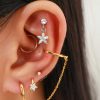 Studs Impuria Jewelry | Blossom Crystal Flower Dangle Ear Piercing Earring Stud Set Silver