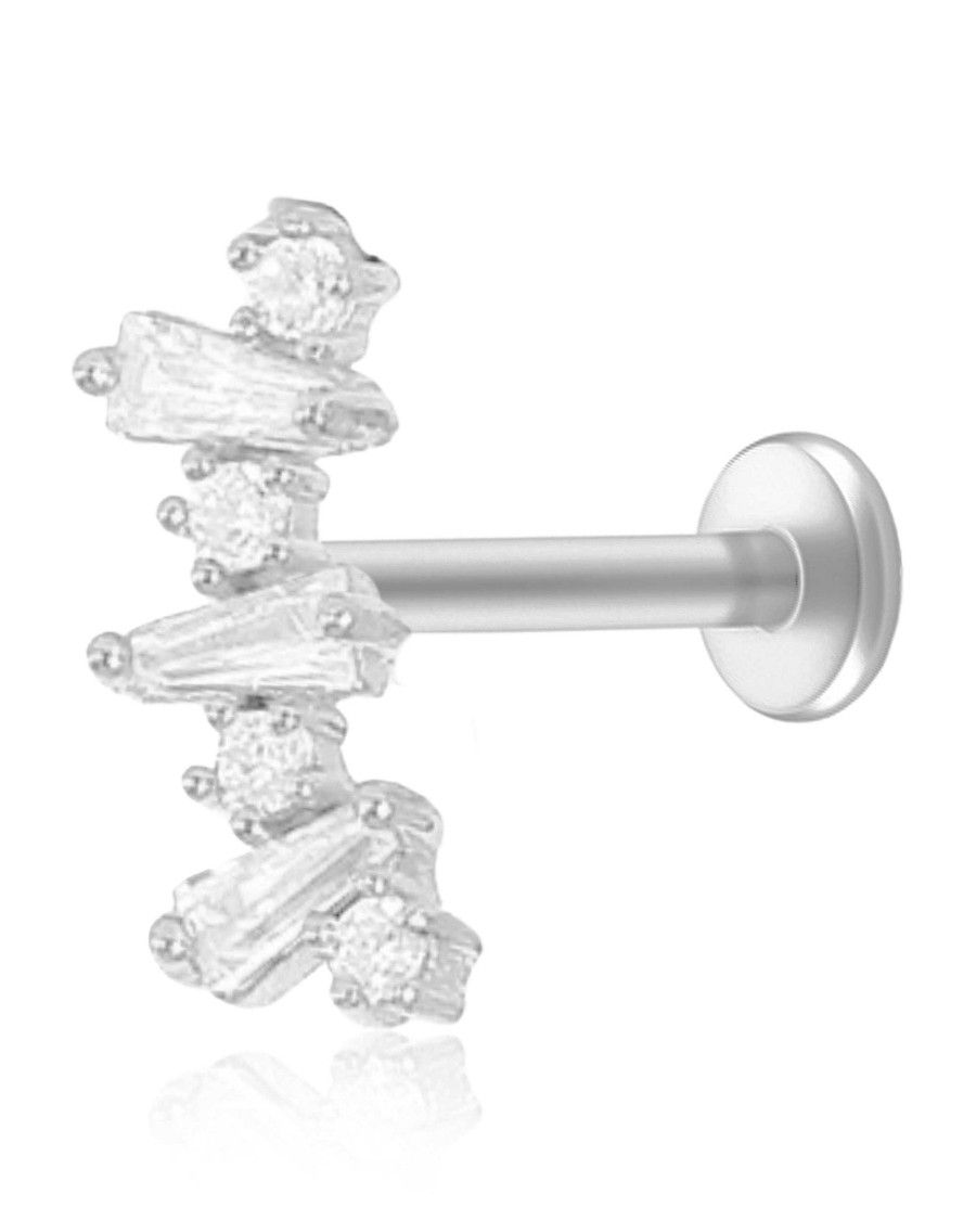 Flat Back Studs Impuria Jewelry | Array Cluster Crystal Ear Piercing Earring Stud Silver - 1 Piece