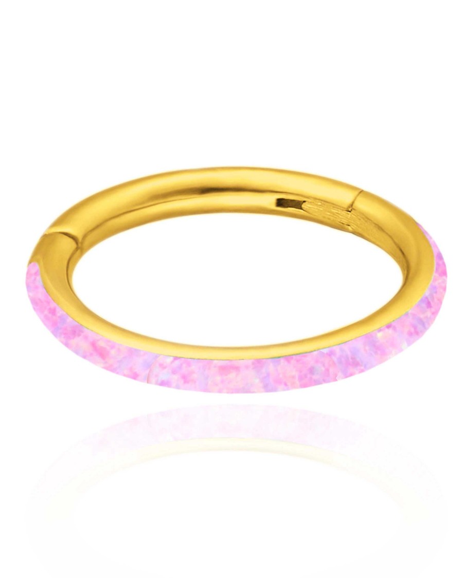 Hoop Clickers Impuria Jewelry | Glimmer Opal Eternity Hinged Segment Hoop Ring Clicker