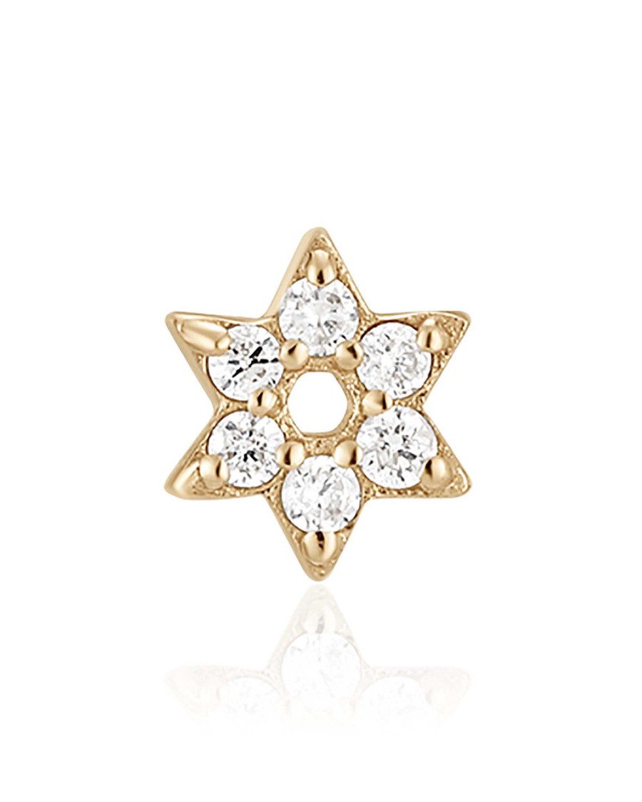 Flat Back Studs Impuria Jewelry | Posy Crystal Flower Threaded 14K Gold Earring Stud