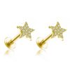 Flat Back Studs Impuria Jewelry | Sirius Crystal Star Ear Piercing Earring Stud Set Gold