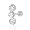 Studs Impuria Jewelry | Toki Triple Crystal Bezel Ear Piercing Earring Stud