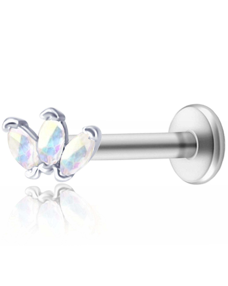 Studs Impuria Jewelry | Elixir Aurora Borealis Triple Marquise Crystal Ear Piercing Earring Stud