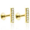 Studs Impuria Jewelry | Rae Minimal Crystal Bar Ear Piercing Earring Stud Set