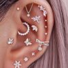 Ear Cuffs Impuria Jewelry | Lacey Garland Crystal Drop Ear Cuff Earring Silver - Left Ear Only - 1 Piece