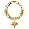 Hoops Impuria Jewelry | Eclipse Opal Celestial Star Dangle Daith Ear Piercing Ring Hoop Clicker Gold - 1 Piece