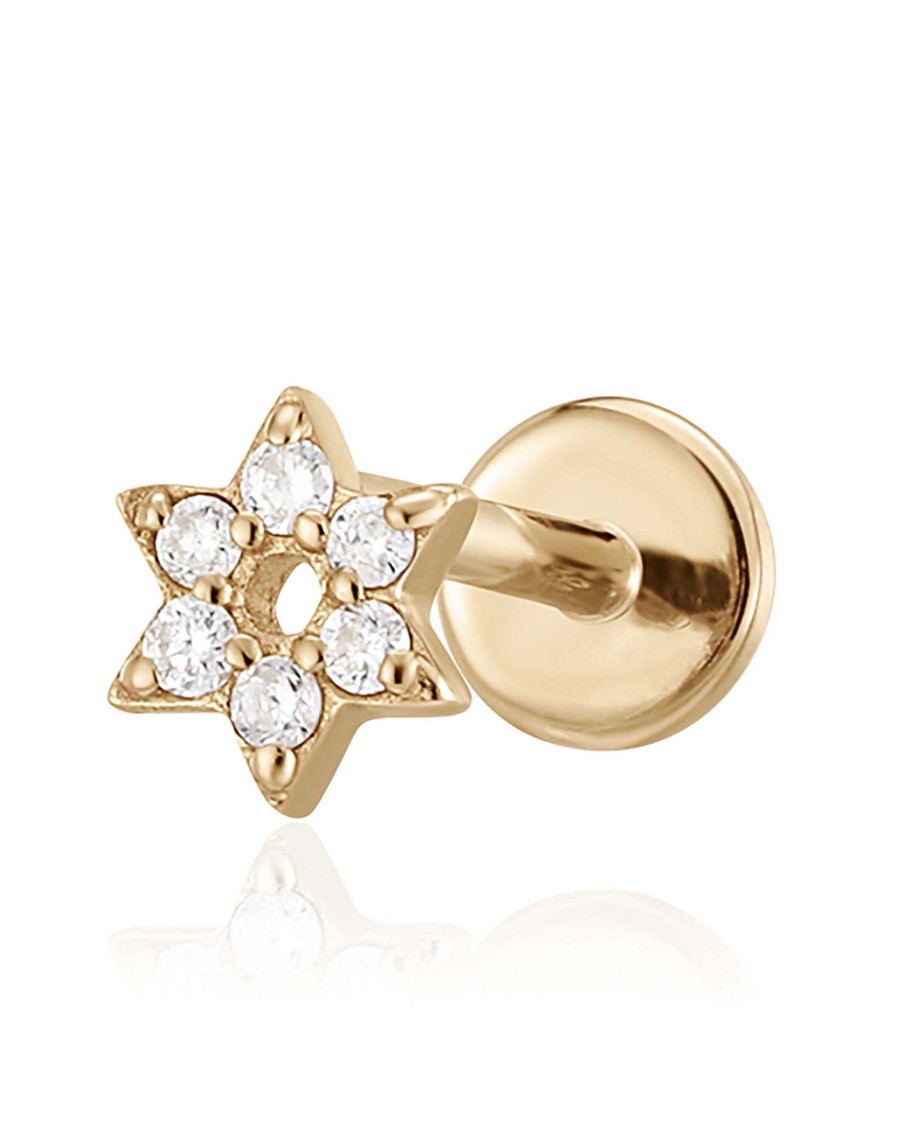 Flat Back Studs Impuria Jewelry | Posy Crystal Flower Threaded 14K Gold Earring Stud