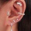 Studs Impuria Jewelry | Aspen Crystal Leaf Ear Piercing Earring Stud Silver - 1 Piece