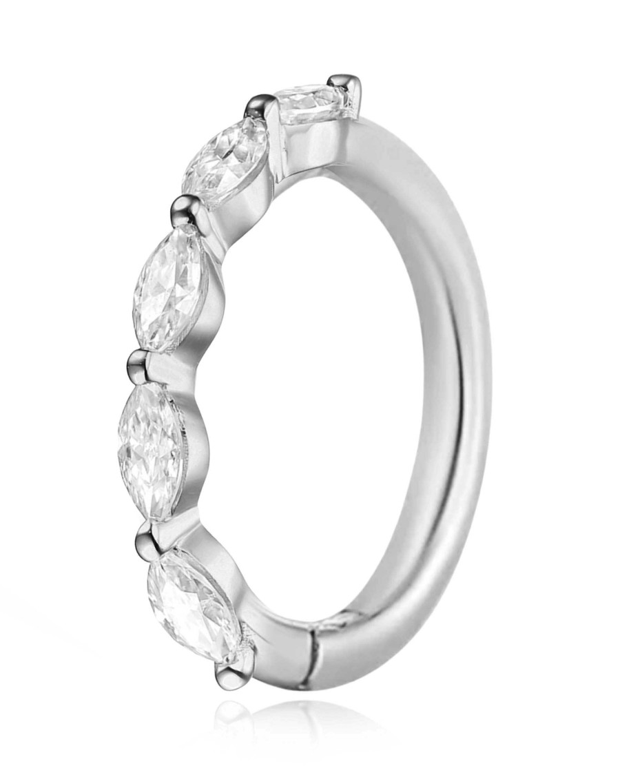 Hoop Clickers Impuria Jewelry | Decandence Crystal Marquise Eternity Hinged Segment Hoop Ring Clicker