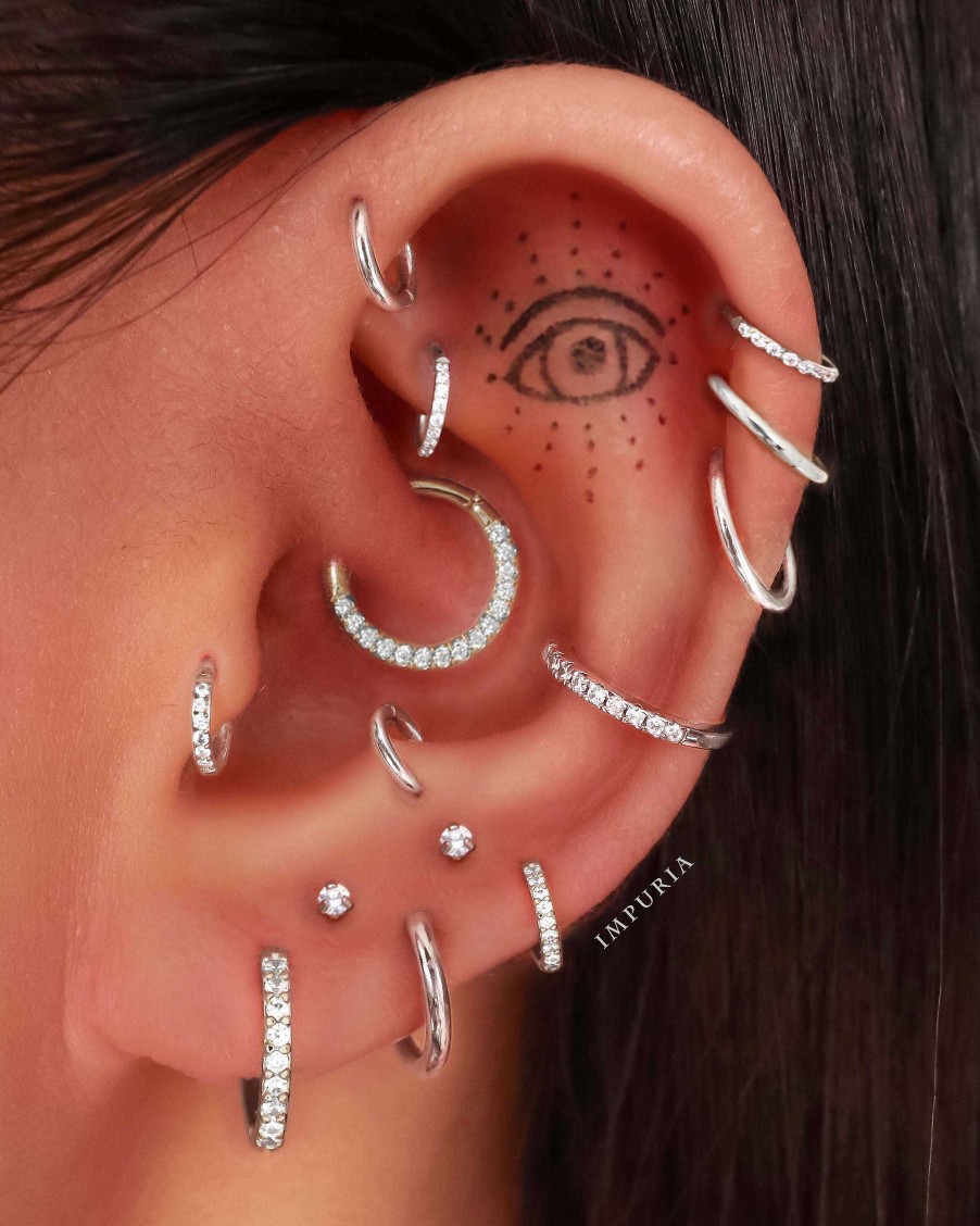 Hoop Clickers Impuria Jewelry | Glitter Crystal Pave Eternity Ear Piercing Ring Hoop Clicker