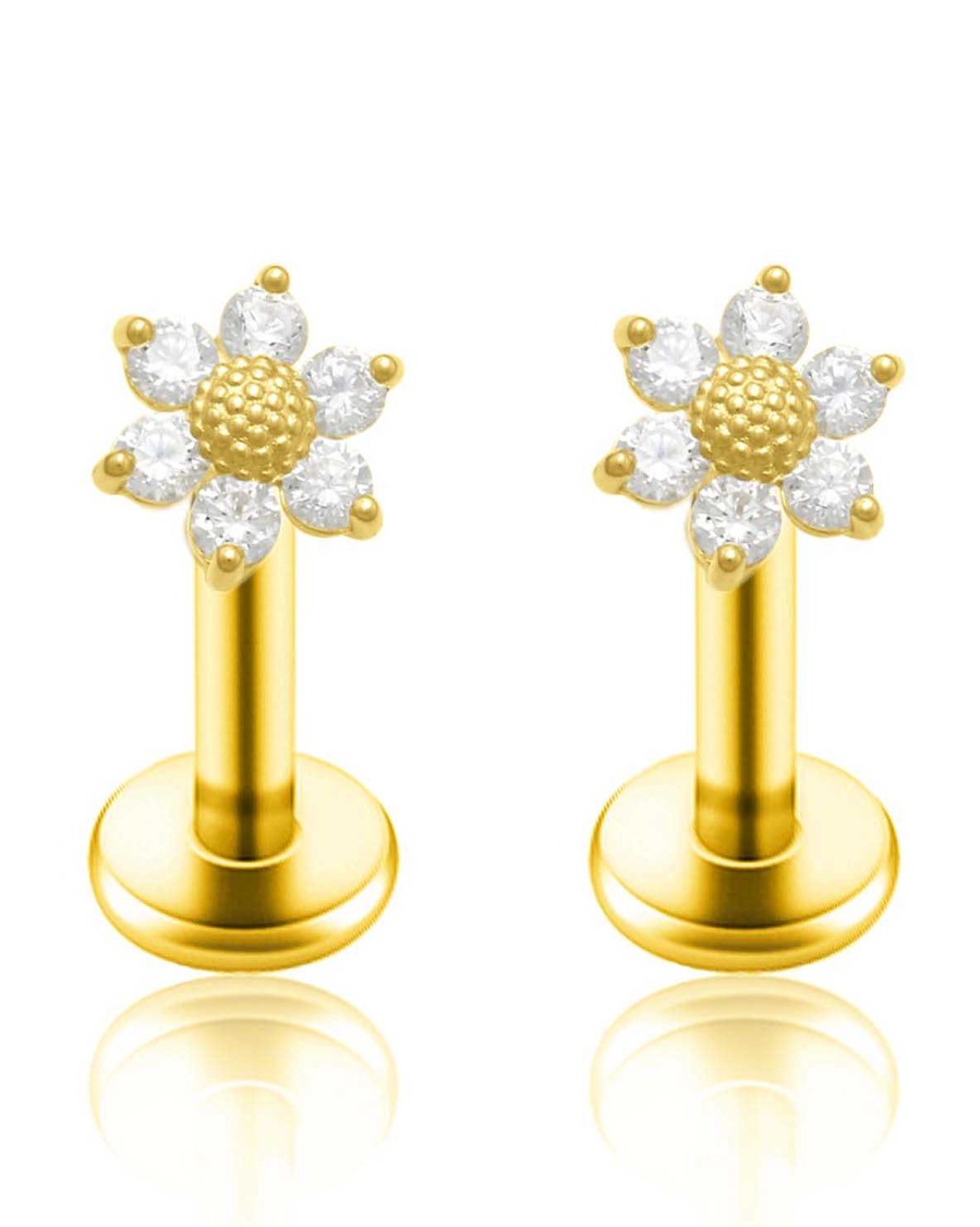 Studs Impuria Jewelry | Sunshine Sunflower Crystal Ear Piercing Earring Stud Set