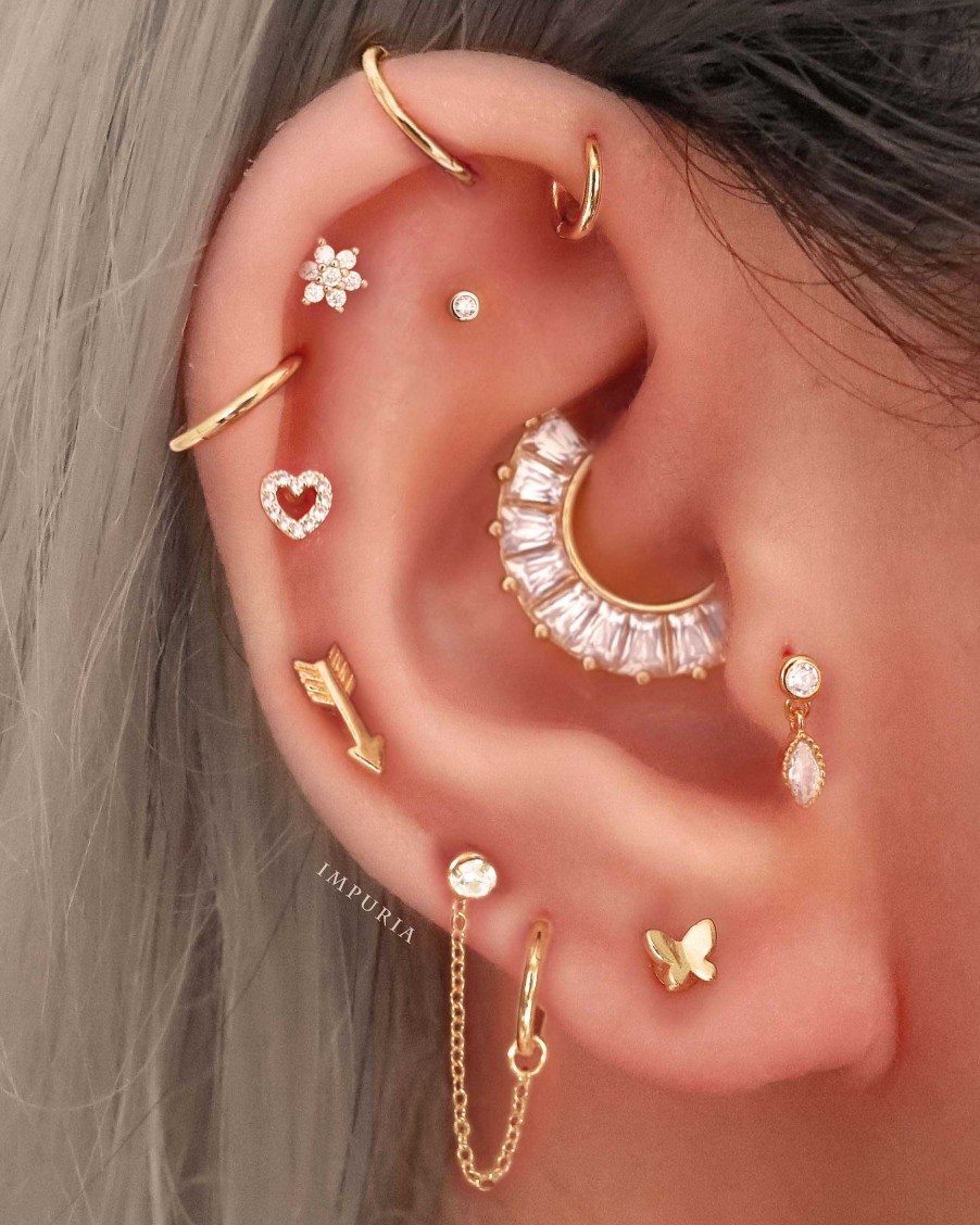 Studs Impuria Jewelry | Dart Polished Arrow Ear Piercing Earring Stud Set Gold