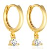 Hoops Impuria Jewelry | Mia Crystal Drop Polished Hoop Huggie Earrings